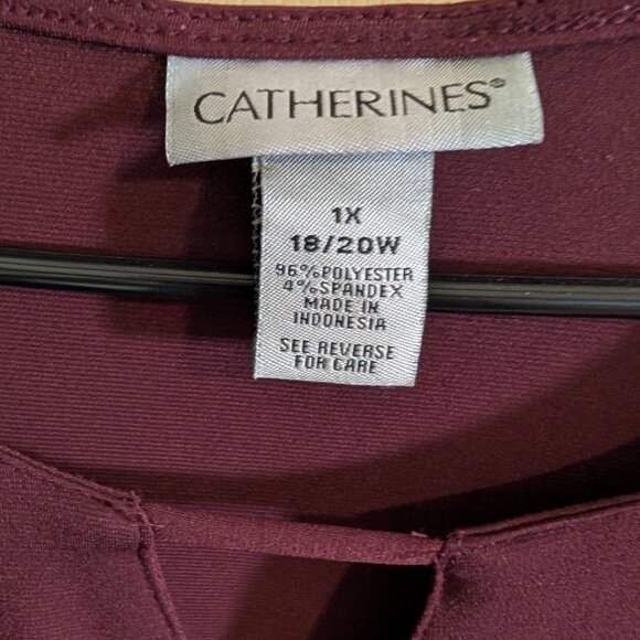 Catherines Womens Plus Size 1X 18/20 Maroon Sleeveless Knit Top - Picture 3 of 4